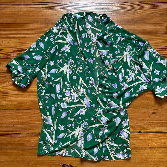 Shein green floral sheer open front coverup SIZE XL - Picture 1 of 4